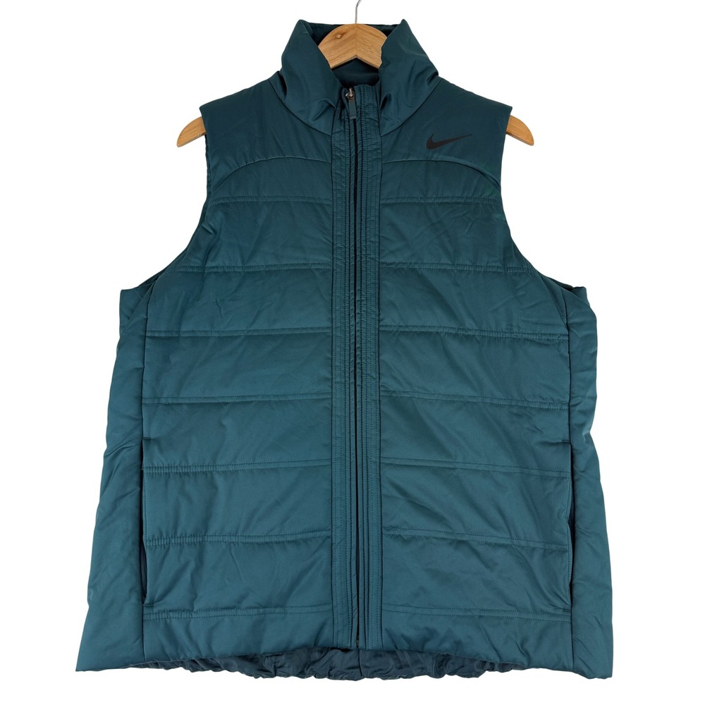 Nike Repel Puffer Vest Women XL Teal Green Quilted Full Zip 930359-372